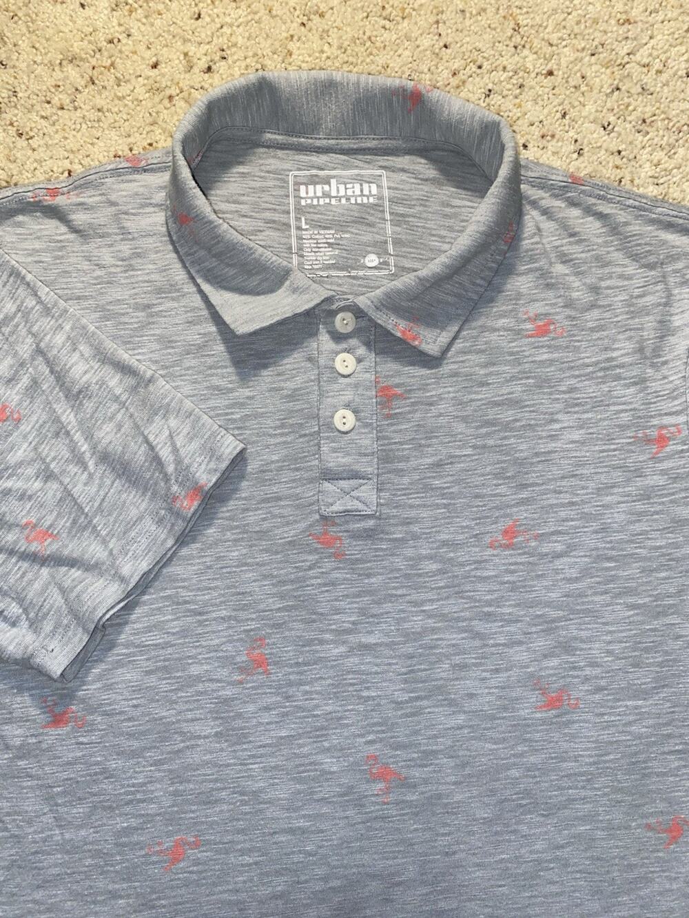 Urban Pipeline Mens Large Rare Lobster Polo Summer Beach School Wear Shirt